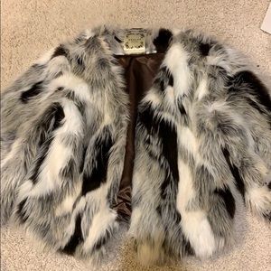 FAUX FUR BROWN & WHITE jacket